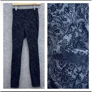 WHBM‎ Runway Legging Paisley Velvet Burnout Women's Size 4 Black Stretch